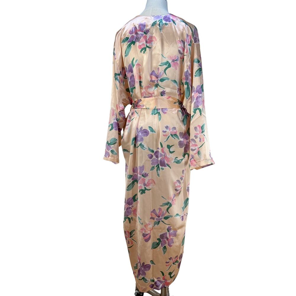 Victoria's Secret Long Printed Floral Pastel Pink Robe Vintage Gold Label - Picture 10 of 10